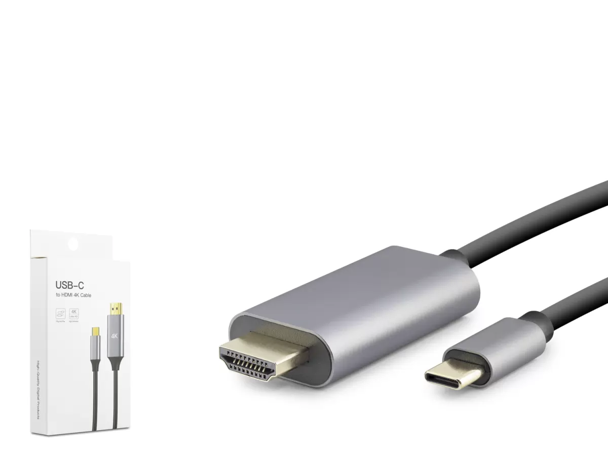 HADRON HDX7837 Type-C to HDMI Görüntü Kablosu 4K 60 Hz 1.8 m - Gri