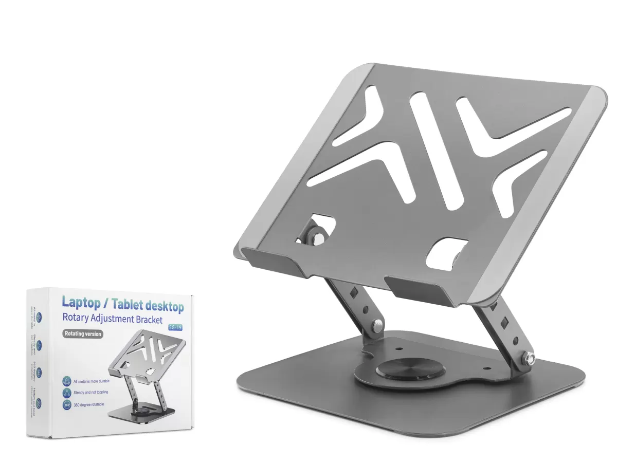 HADRON HDX8017 Laptop + Tablet Standı Karbon Çelik Silikon Kaymaz - Gri